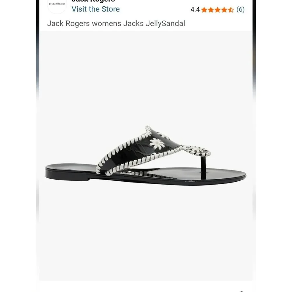 Jack Rogers Black and White Daisy Whipstitch Sandals